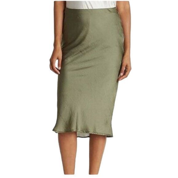 NWOT FORGOTTEN GRACE Olive Green Lined Polyester Skirt (No Size Tag) - Picture 9 of 9
